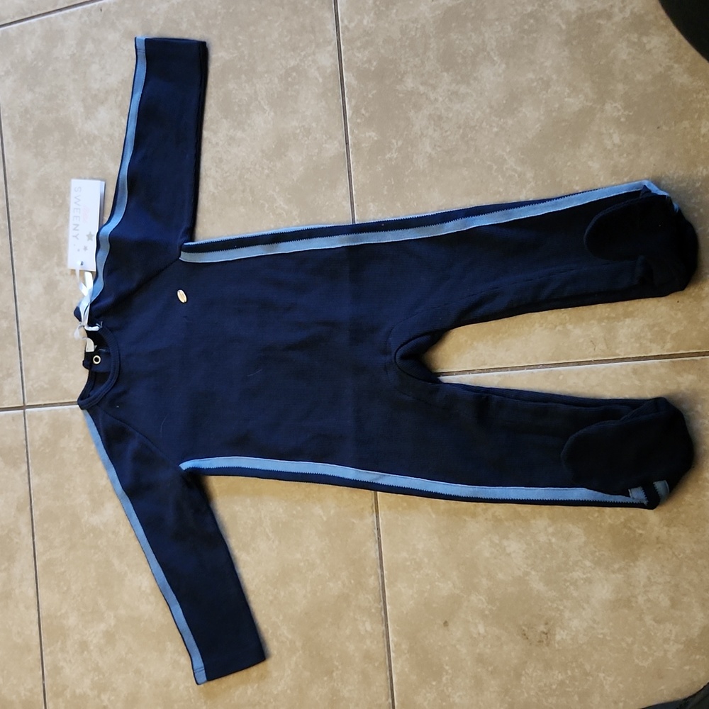 B.S. boys navy blue knit footsie